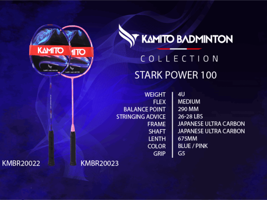 Raquette de badminton KAMITO STARK POWER 100 4U (non cordée)