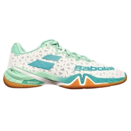 Chaussures indoor BABOLAT femme SHADOW 4 White/Lagoon